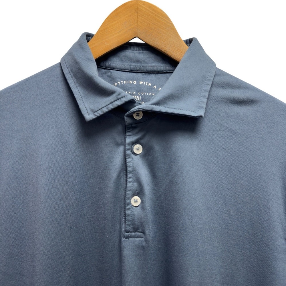 Fedeli Men's Size 56 Blue 100% Organic Cotton Short Sleeve Polo Shirt Italy euc